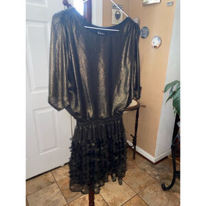 Women's S.L. Fashions Dress, Size 8, Black & Gold